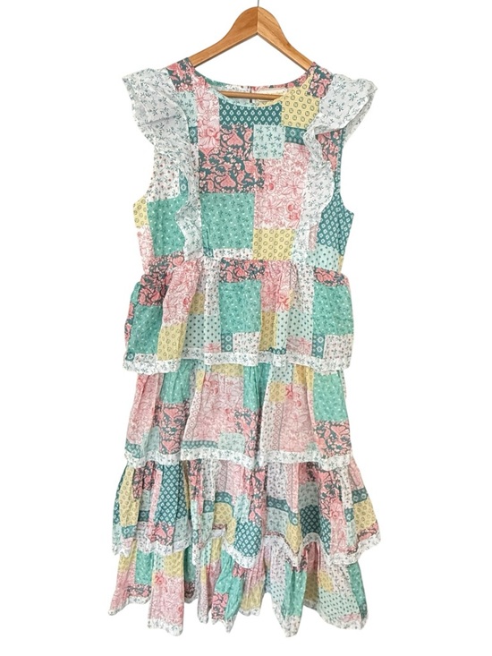 SIMPLY SOUTHERN Quilted Patchwork Tiered Maxi Dress Floral Size XL NEW - Picture 2 of 8